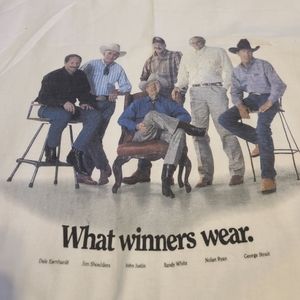 COPY - VTG 90s Justin Boots T Shirt GEORGE STRAIT Nolan Ryan DALE EARNHARDT RAR…